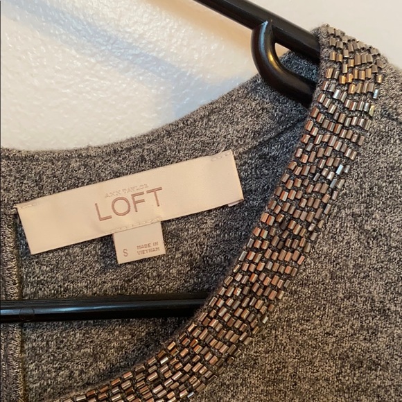 LOFT Gray Beaded Neckline Dress (Size Small) - Picture 4 of 7